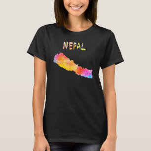 Kaart van Nepal  Nepalees Kleurrijke kaart  Waterv T-shirt