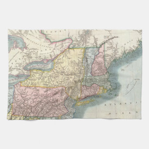 kaart van New England (1821) Theedoek