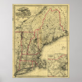 Kaart van New England and Surround (1860) Poster (Voorkant)