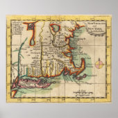 kaart van New England & Long Island (1703) Poster (Voorkant)