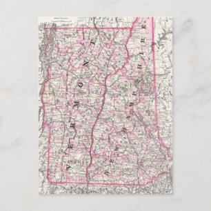  kaart van New Hampshire en Vermont (1861)