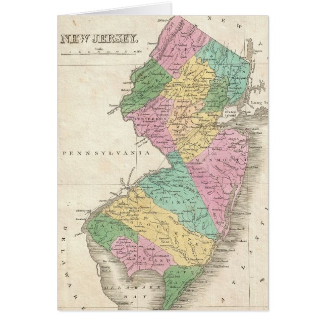  kaart van New Jersey (1827) (Voorkant)