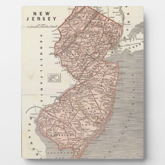  kaart van New Jersey (1845) Fotoplaat (Voorkant)