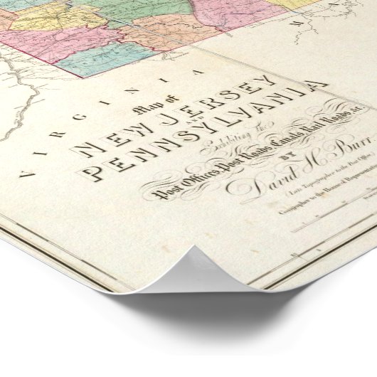 Kaart van New Jersey en Pennsylvania Poster (Hoek)