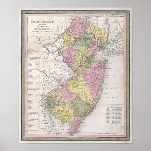 kaart van New Jersey Poster (Voorkant)