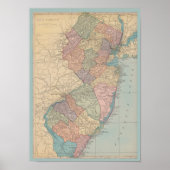 kaart van New Jersey Poster (Voorkant)