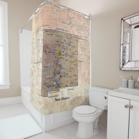 Kaart van New Mexico Petroglyph Douchegordijn (In situ)