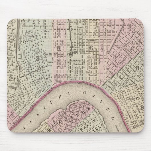  kaart van New Orleans (1880) Muismat (Voorkant)