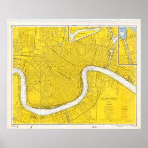  kaart van New Orleans LA (1966) Poster