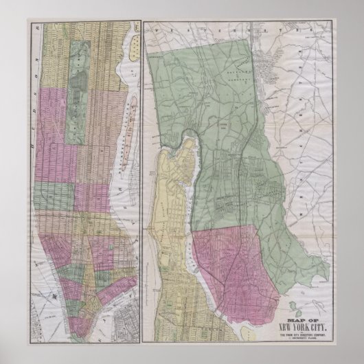 kaart van New York (1863) Poster (Voorkant)