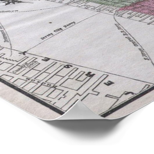 kaart van New York (1863) Poster (Hoek)