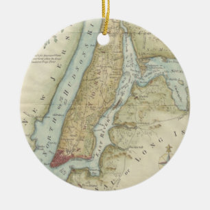 kaart van New York (1869) Keramisch Ornament