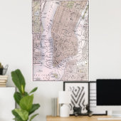  kaart van New York (1884) Poster (Thuiskantoor)