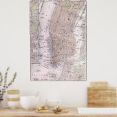  kaart van New York (1884) Poster (Keuken)