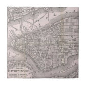 kaart van New York (1886) Tegeltje (Voorkant)