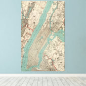  kaart van New York (1890) Canvas Afdruk (Insitu (Houten vloer))