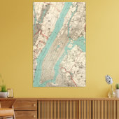  kaart van New York (1890) Canvas Afdruk (Insitu (Woonkamer))