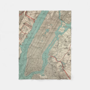  kaart van New York (1890) Fleece Deken