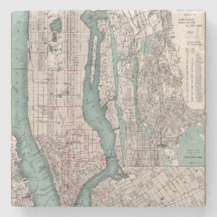  kaart van New York (1897) Stenen Onderzetter