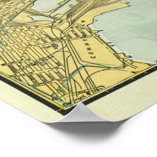  kaart van New York (1918) Poster (Hoek)