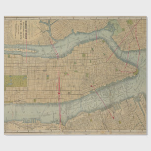  kaart van New York City Manhattan Cadeaupapier
