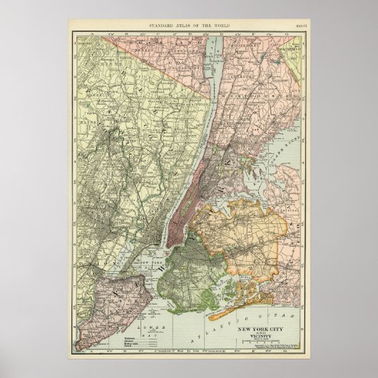  kaart van New York City Poster (Voorkant)