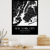 Kaart van New York City - Zwart-wit Poster (Keuken)