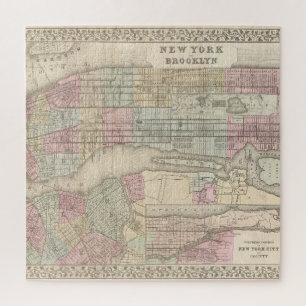 kaart van New York en Brooklyn Legpuzzel