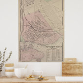  kaart van Niagara Herfsten NY (1875) Poster (Keuken)