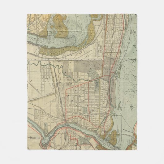 kaart van Niagara Herfsten NY (1893) Fleece Deken (Voorkant)