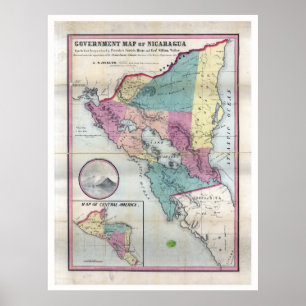 Kaart van Nicaragua (1856) Poster