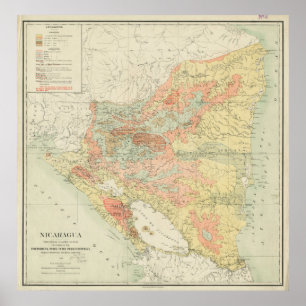 kaart van Nicaragua (1903) Poster