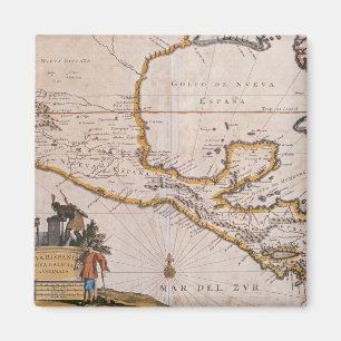 Kaart van Nieuw-Spanje New Galicia & Guatemala, 1 Magneet