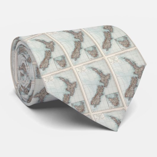 kaart van Nieuw-Zeeland (1900) Stropdas (Opgerold)