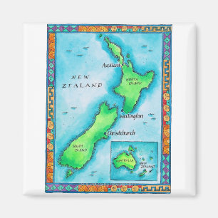 Kaart van Nieuw-Zeeland 2 Magneet