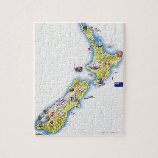 Kaart van Nieuw-Zeeland Legpuzzel (Verticaal)