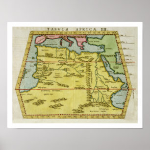 Kaart van Noord-Afrika, c.1580s (gekleurde graveri Poster