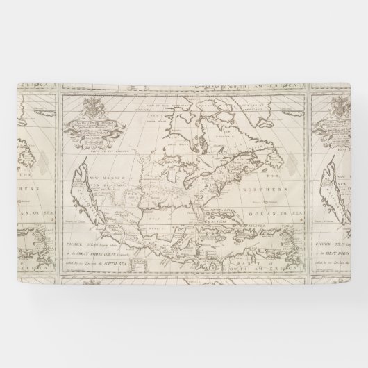  kaart van Noord-Amerika (1719) Spandoek (Horizontaal)