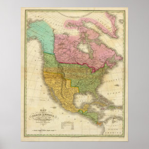 Kaart van Noord-Amerika 3 Poster