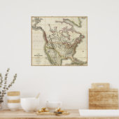 Kaart van Noord-Amerika 4 Poster (Keuken)