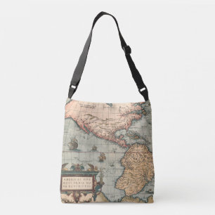 kaart van Noord-Amerika Crossbody Tas