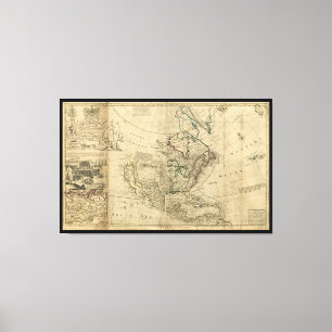 Kaart van Noord-Amerika door Herman Moll (1715) Canvas Afdruk