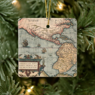  kaart van Noord-Amerika Keramisch Ornament
