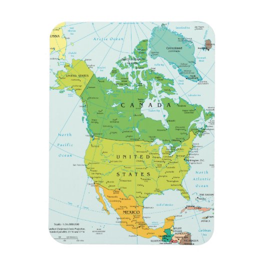 Kaart van Noord-Amerika Magneet (Verticaal)