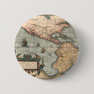 kaart van Noord-Amerika Ronde Button 5,7 Cm