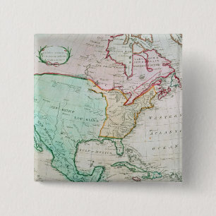 Kaart van Noord-Amerika Vierkante Button 5,1 Cm