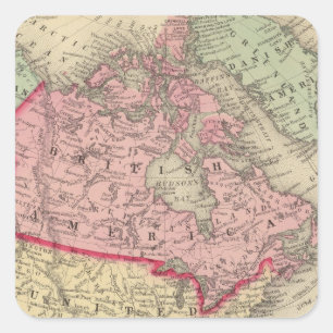Kaart van Noord-Amerika Vierkante Sticker