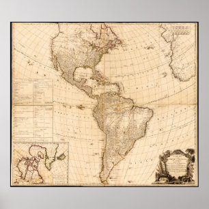 Kaart van Noord- en Zuid-Amerika (1786) Poster