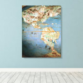 Kaart van Noord- en Zuid-Amerika Canvas Afdruk (Insitu (Houten vloer))