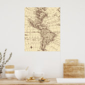 kaart van Noord- en Zuid-Amerika Poster (Keuken)